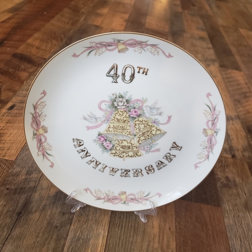 40th Anniversary hand painted plate‎ lefton china